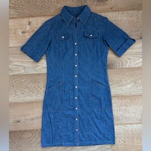 Pendleton Vintage Pearl Snap Dress in Denim-Blue